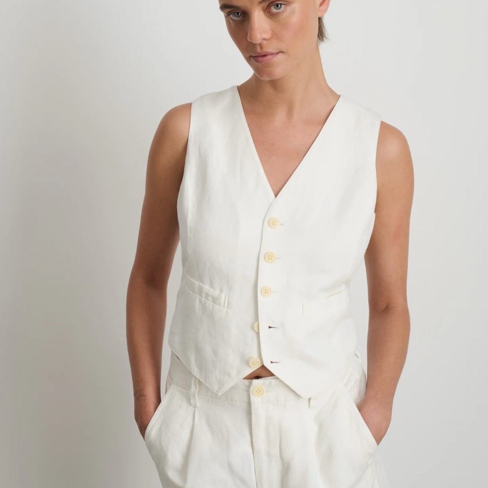 Linen blend vest